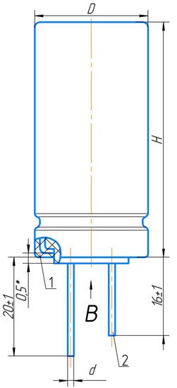 Схема конденсатора К50-104 изоляционный чехол